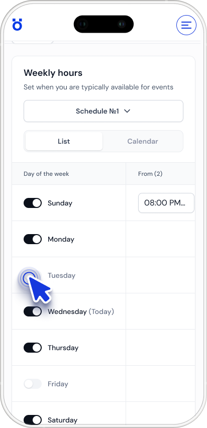 Set your availability
