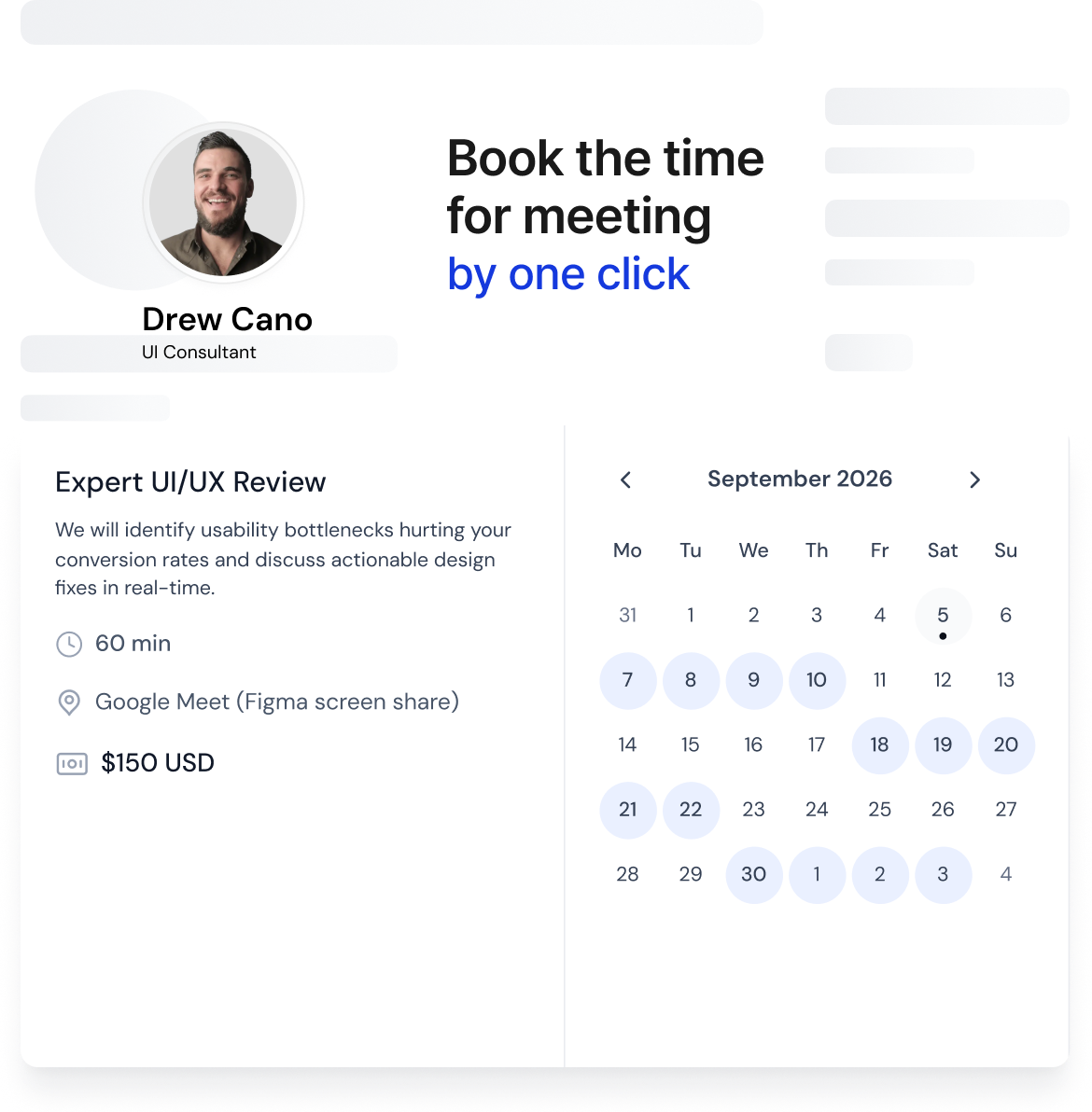 Book a meeting calendar preview