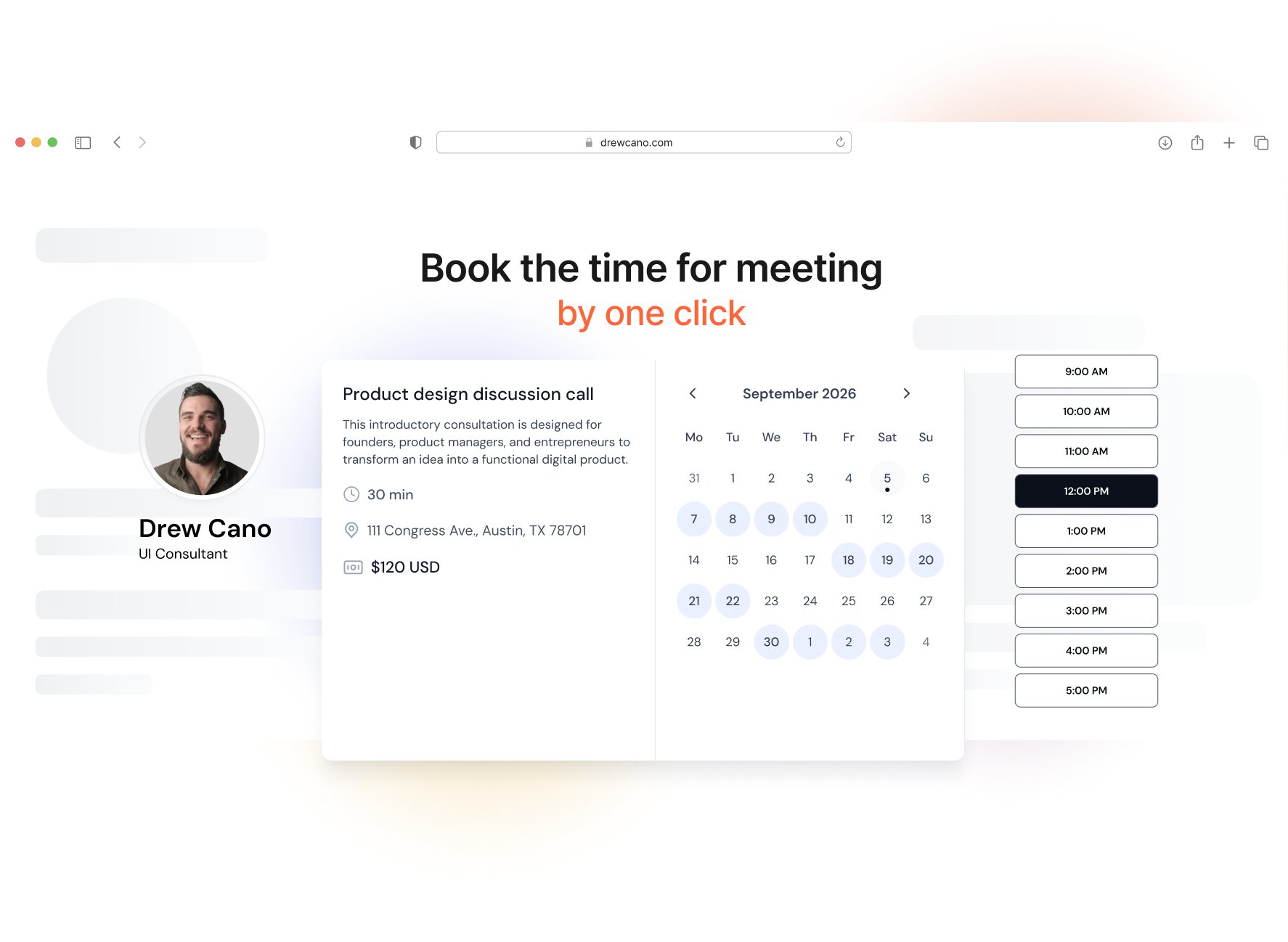 Embedded booking calendar preview